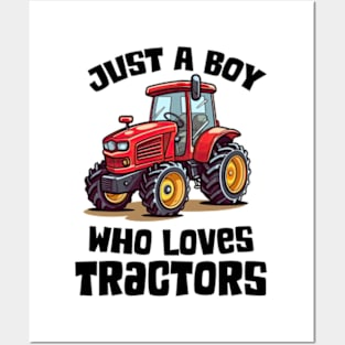 Kids Farm Lifestyle Just A Boy Who Loves Tractors Kids Posters and Art